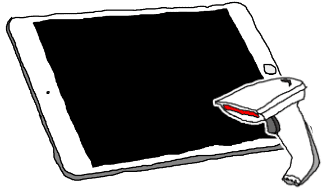 Illustration of an iPad and Barcode Scanner
