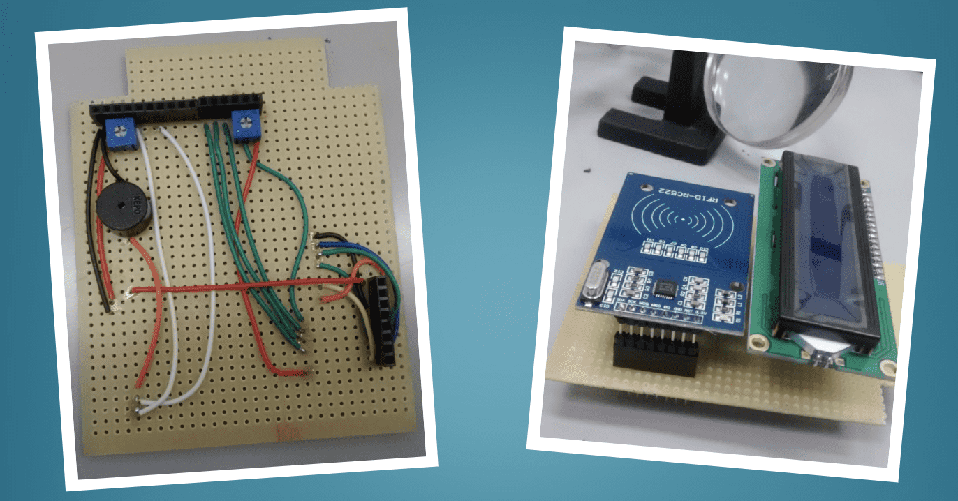 Prototype Attendance Reader R2 with perfboard and headers