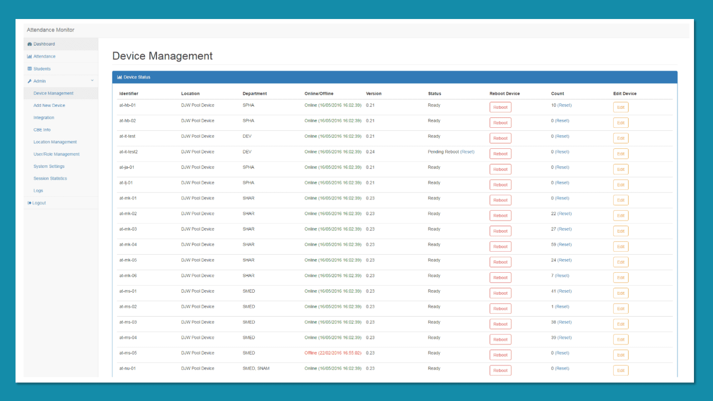 Attendance Monitoring - Device Management