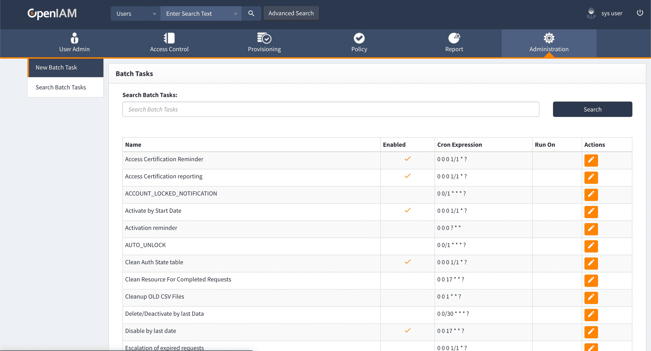 OpenIAM Batch Tasks