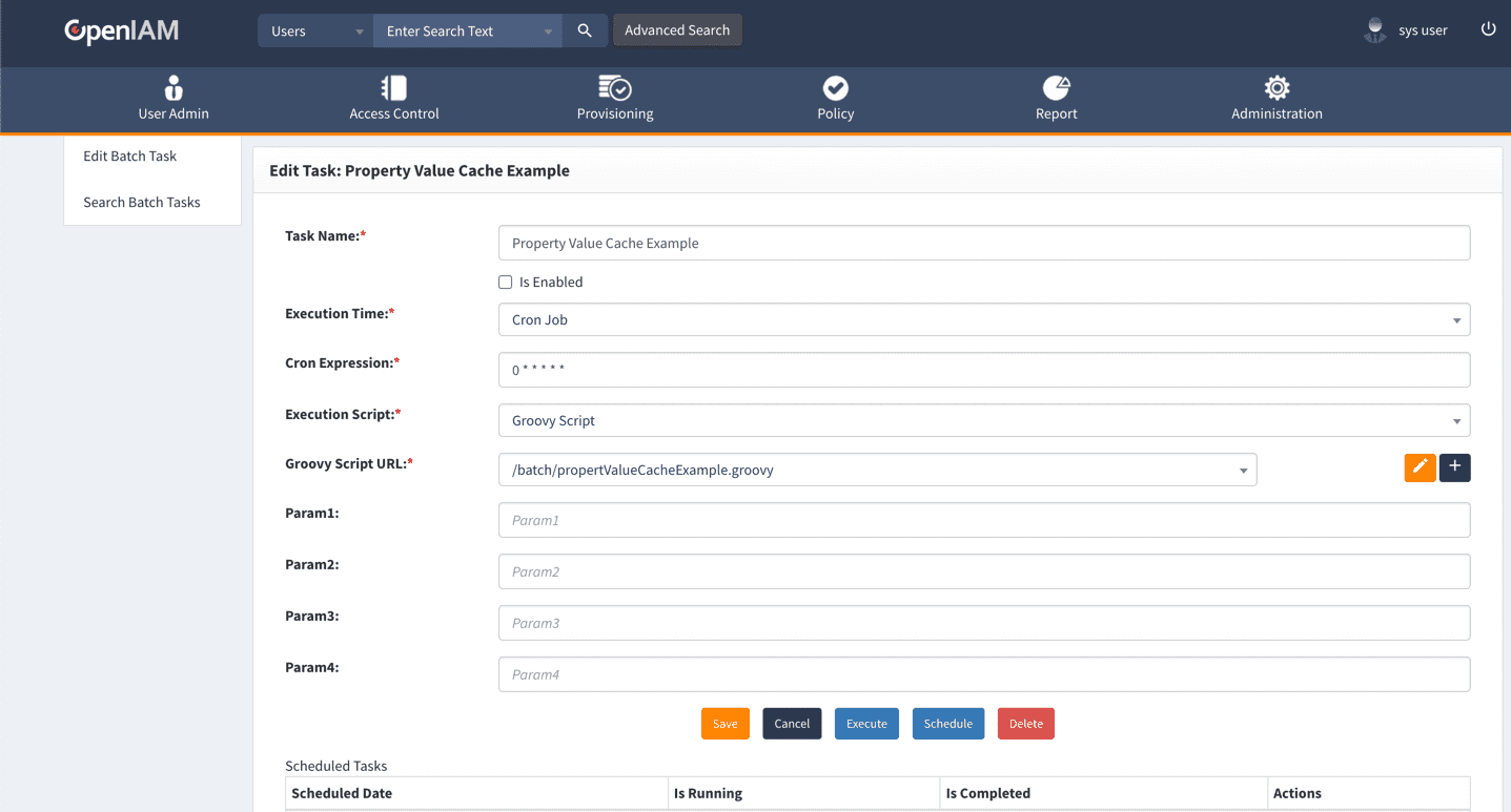 OpenIAM Edit Batch Task