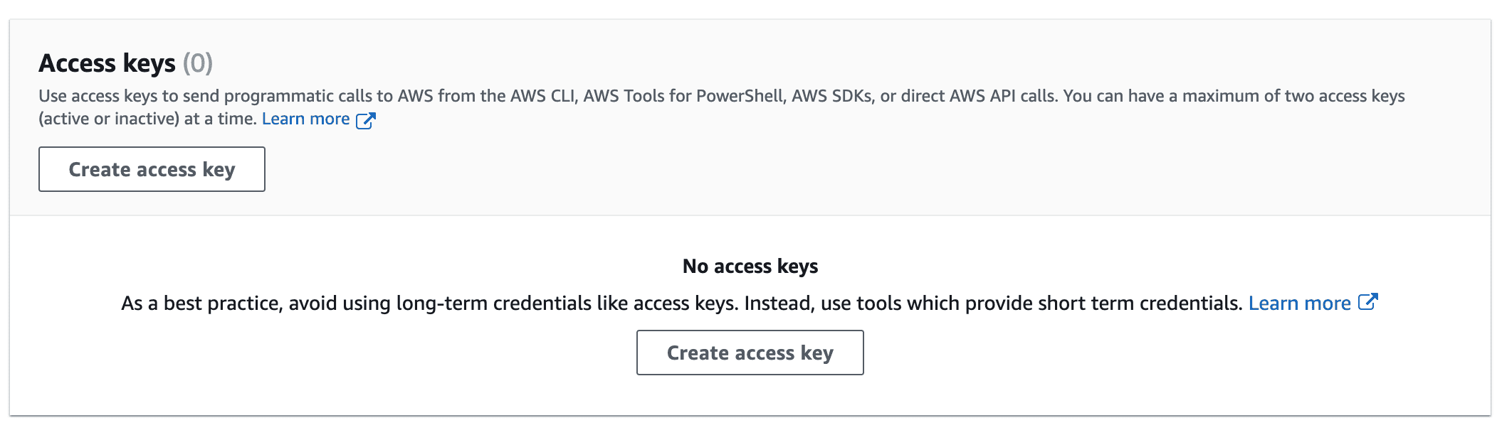 AWS IAM User Security Credentials - Access Keys