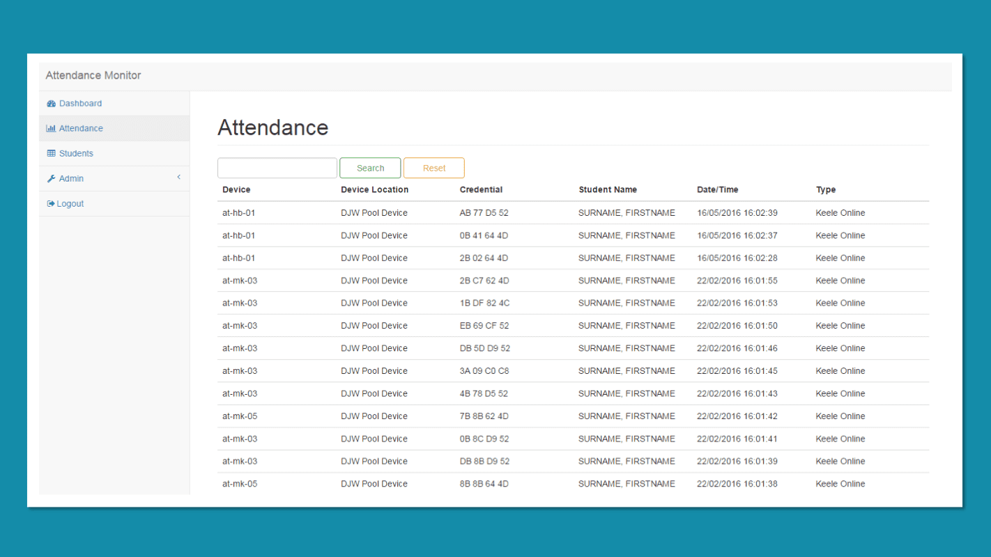 Attendance Monitoring - Captured Attendance