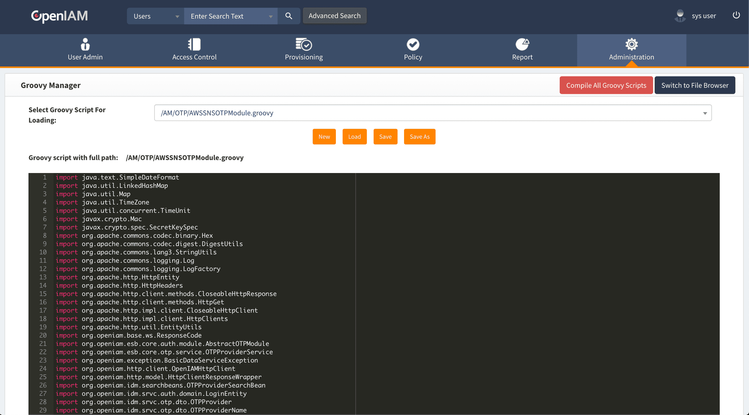 OpenIAM Groovy Script Manager