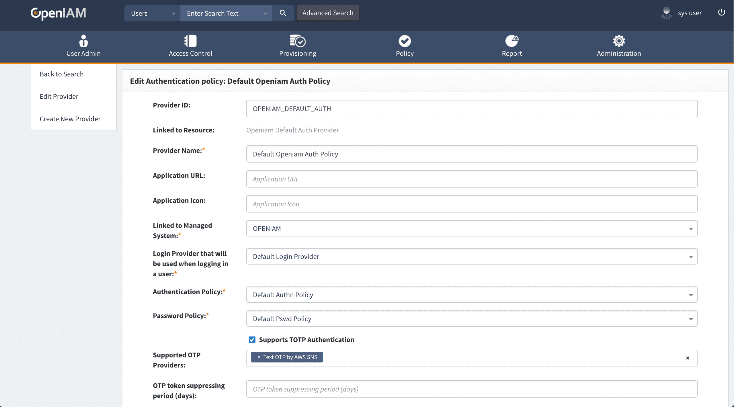 OpenIAM Authentication Provider